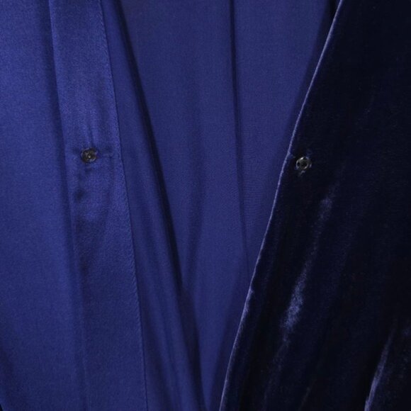 Sundance Blended Paths Blue 100% SILK Velvet Faux Wrap Top Women's MEDIUM Hi Low - Picture 8 of 13